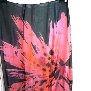 Unbranded Abstract Floral Burst Large Scarf Black Pink Purple